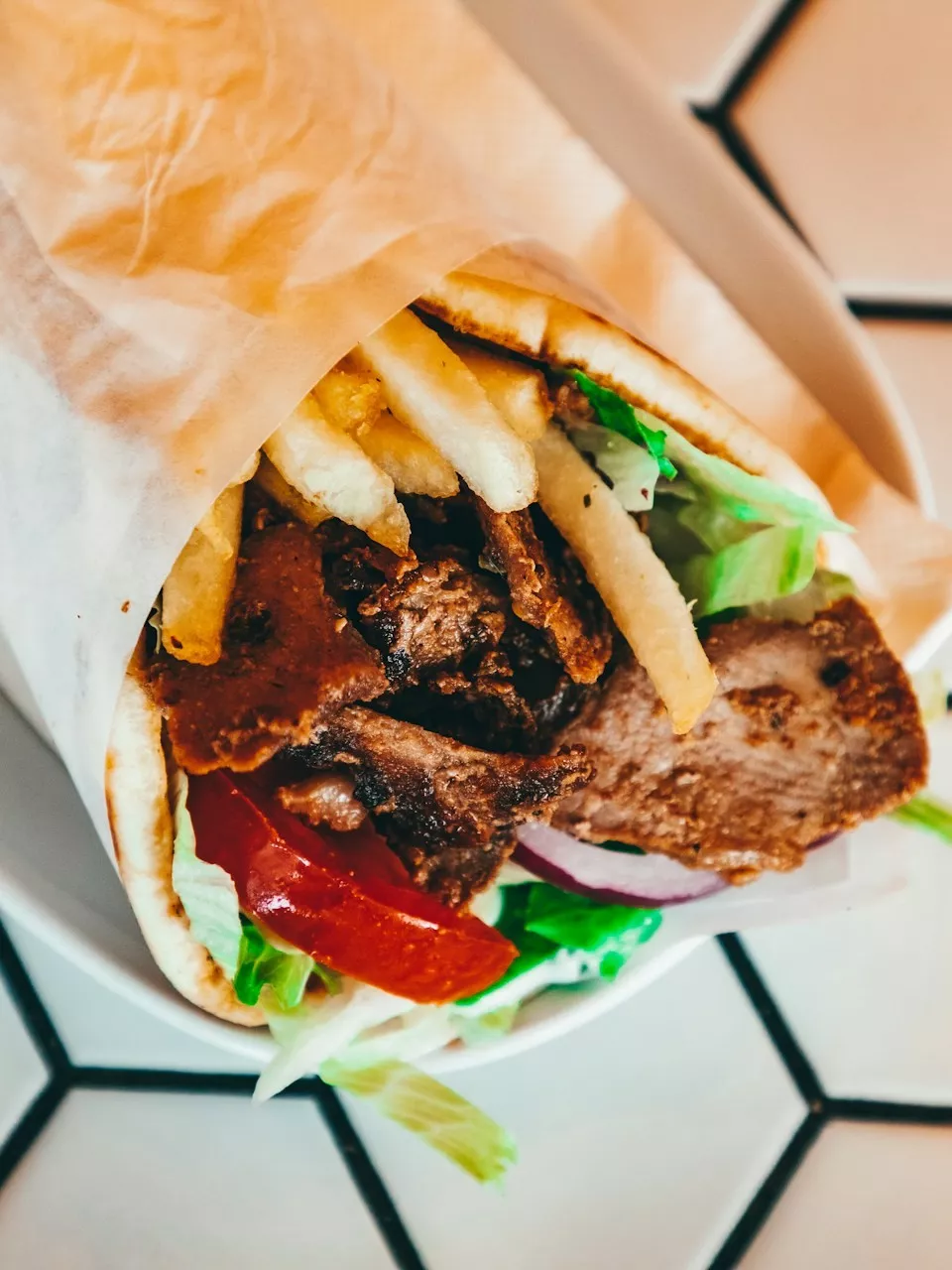 Freshly made doner kebab from Pizza Roma in Conisbrough